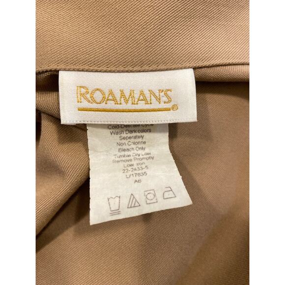 Roamans‎ Blazer Jacket Womens Size Medium Oversized Camel Shoulder Pads 1-Button - Picture 5 of 7